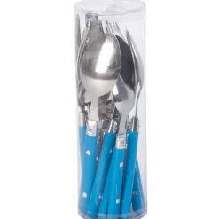Ménagère 16 pièces inox manche plastique bleu < Gifi Hot