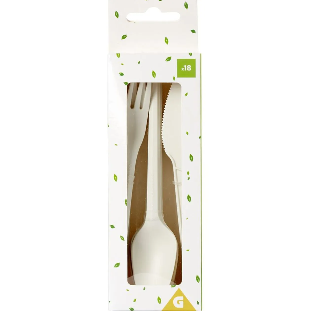 Ménagère réutilisable en amidon de maïs 6 personnes blanc