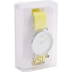 Montre à cadran rond argenté bracelet pastel