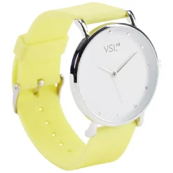Montre à cadran rond argenté bracelet pastel