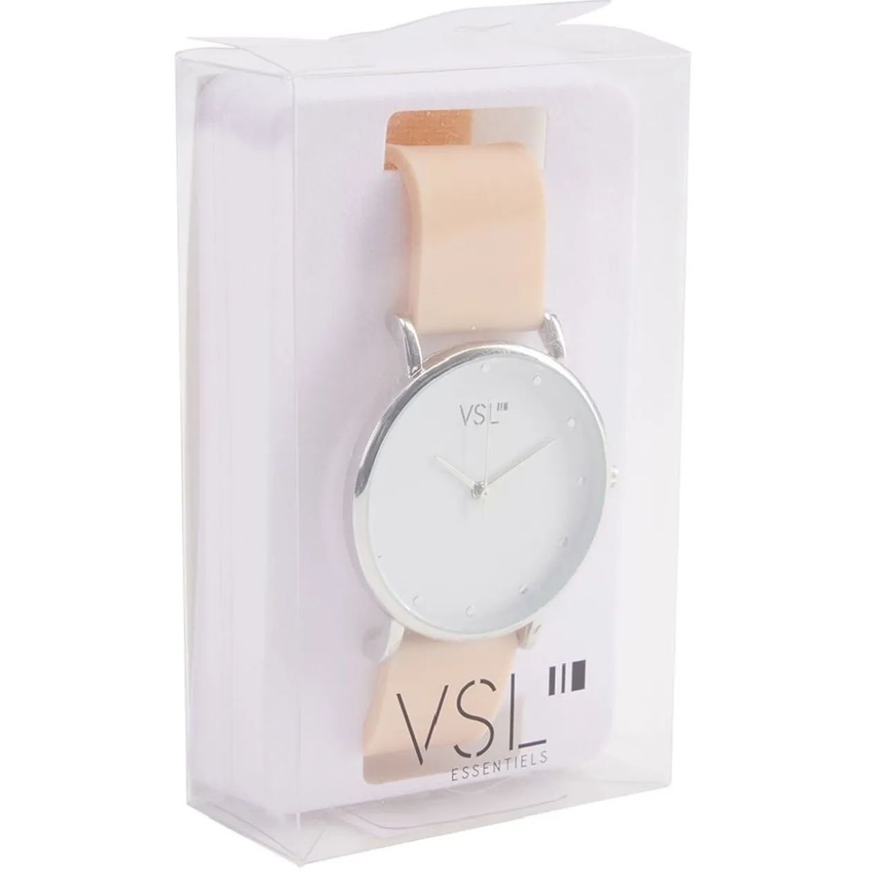 Montre à cadran rond argenté bracelet pastel