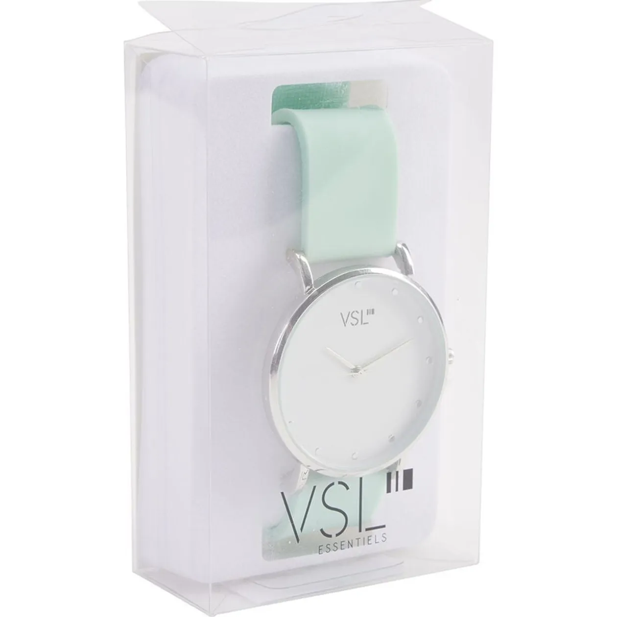 Montre à cadran rond argenté bracelet pastel