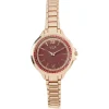 Montre à cadran rond bordeaux avec strass bracelet doré < Gifi Best