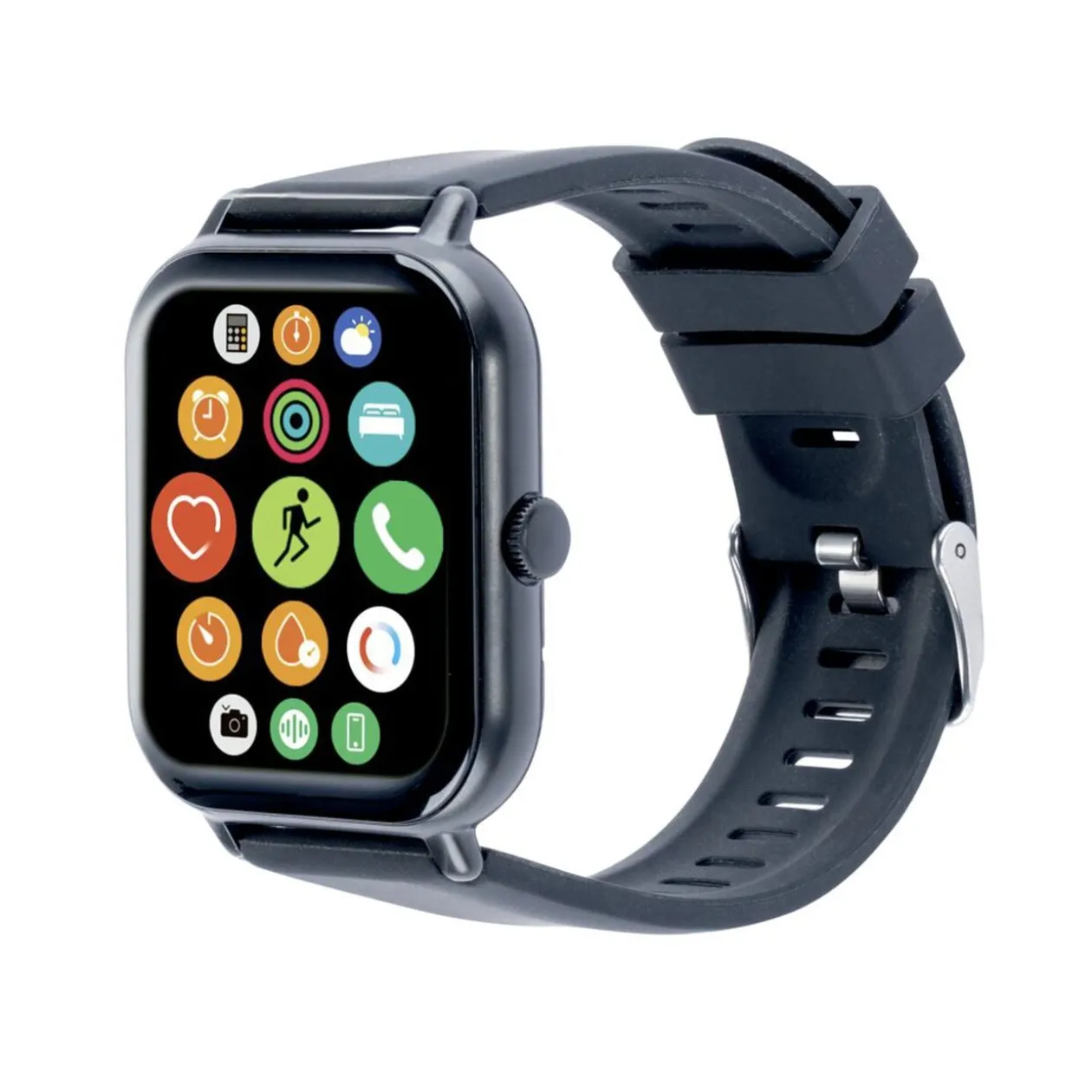 Montre connectée bluetooth carrée bracelet silicone L25cm (2 modèles noir ou blanc)