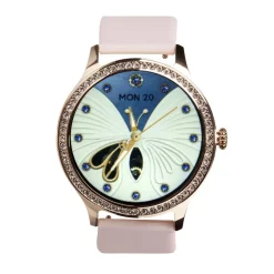 Montre connectée ronde strass bracelet silicone Ø5cm (2 modèles blanc ou rose) < Gifi New