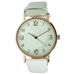 Montre femme cadran rond acier doré bracelet simili Ø3,5xH23cm (4 modèles)