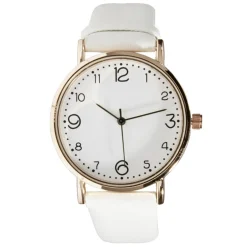 Montre femme cadran rond acier doré bracelet simili Ø3,5xH23cm (4 modèles)