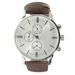 Montre homme cadran rond acier argenté bracelet simili Ø4xH24,5cm < Gifi Hot
