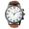 Montre homme cadran rond noir bracelet simili Ø4xH25,5cm (2 modèles)