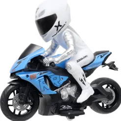 Moto télécommandée 1/10 lumineuse USB 21x9xH19cm (2 modèles)