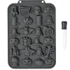 Moule à bonbons Halloween silicone noir avec pipette 19x27x1,5cm