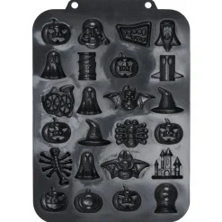 Moule à bonbons Halloween silicone noir avec pipette 19x27x1,5cm