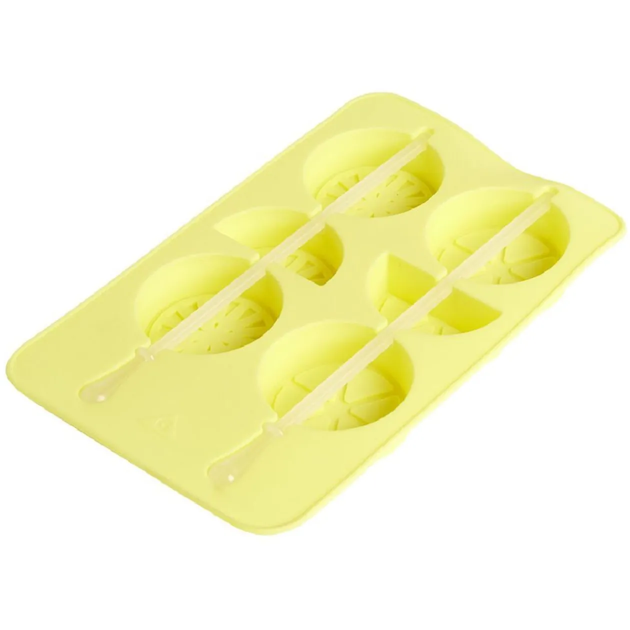 Moule à glaçon brochette forme citron-silicone jaune 18,3x11,4xH1,5cm