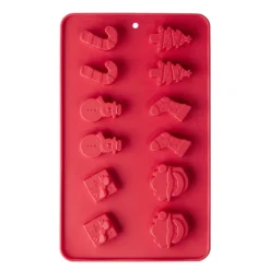 Moule à glaçons motif Noël silicone L23X14XH1,3 cm (2 modèles rouge ou vert)