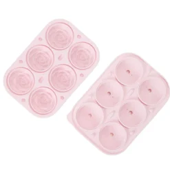 Moule à glaçon x6 forme fleur silicone rose 12,5x18cm