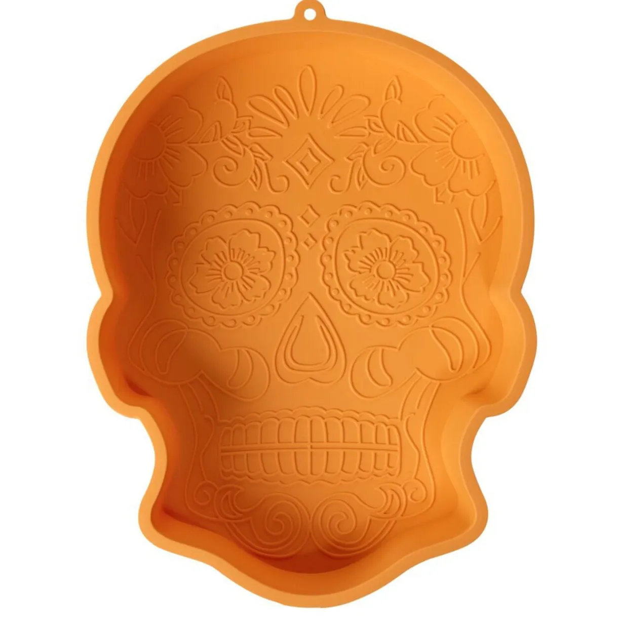 Moule à gâteau crâne calavera silicone orange 30x23,5xH5,5cm < Gifi Best