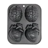 Moule à gâteau x4 coeur et cerveau silicone noir < Gifi Best