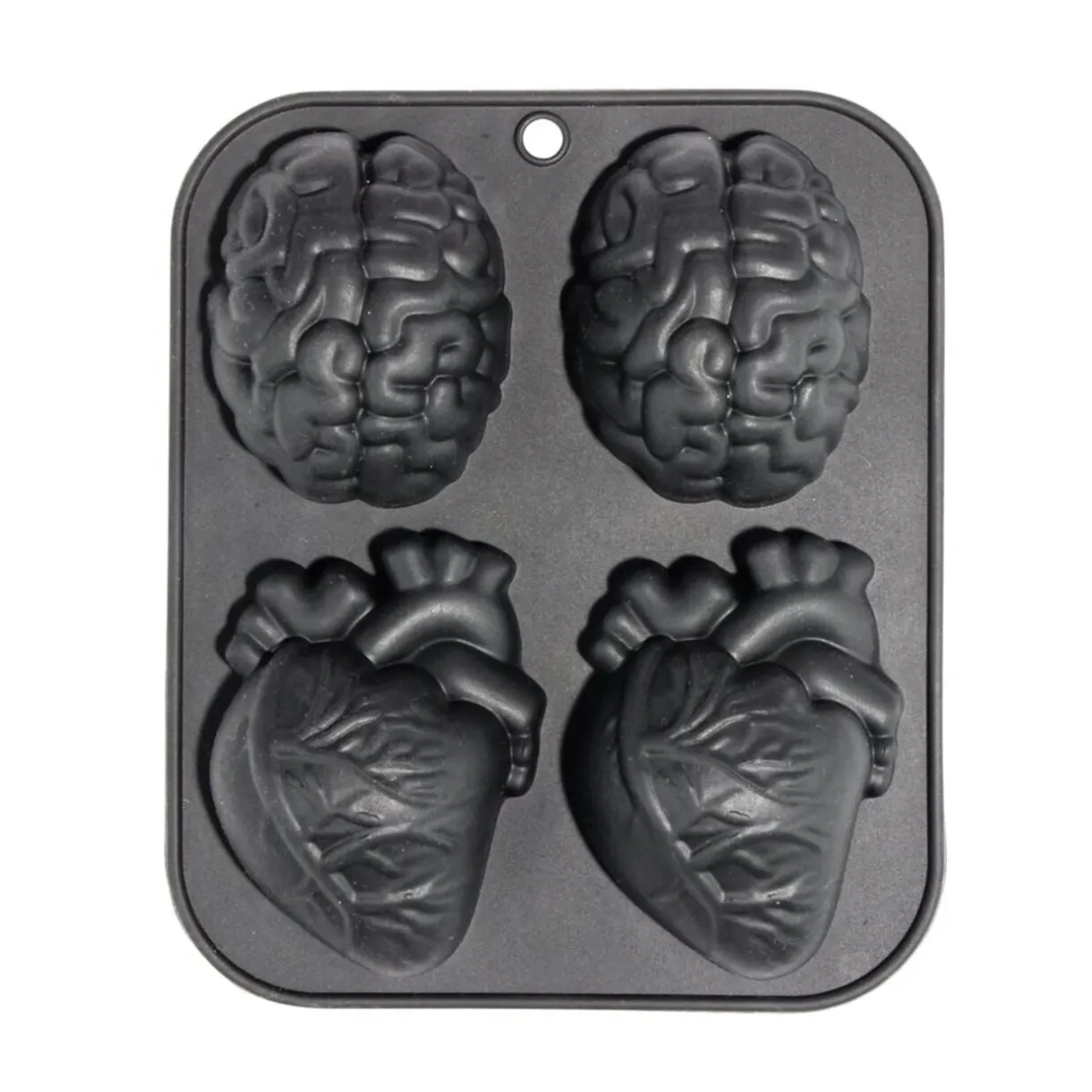 Moule à gâteau x4 coeur et cerveau silicone noir < Gifi Best