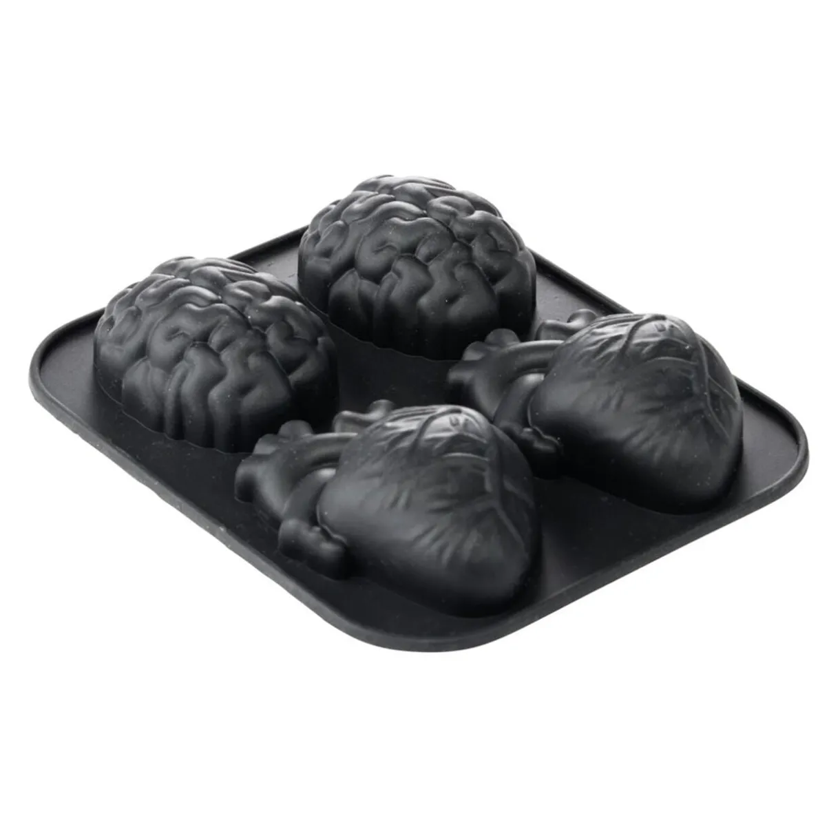 Moule à gâteau x4 coeur et cerveau silicone noir < Gifi Best