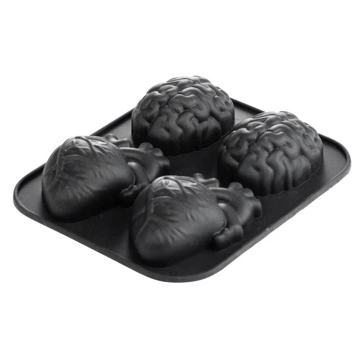 Moule à gâteau x4 coeur et cerveau silicone noir < Gifi Best