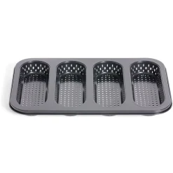 Moule à mini baguette perforé acier noir 33,6x22xH3cm < Gifi Sale