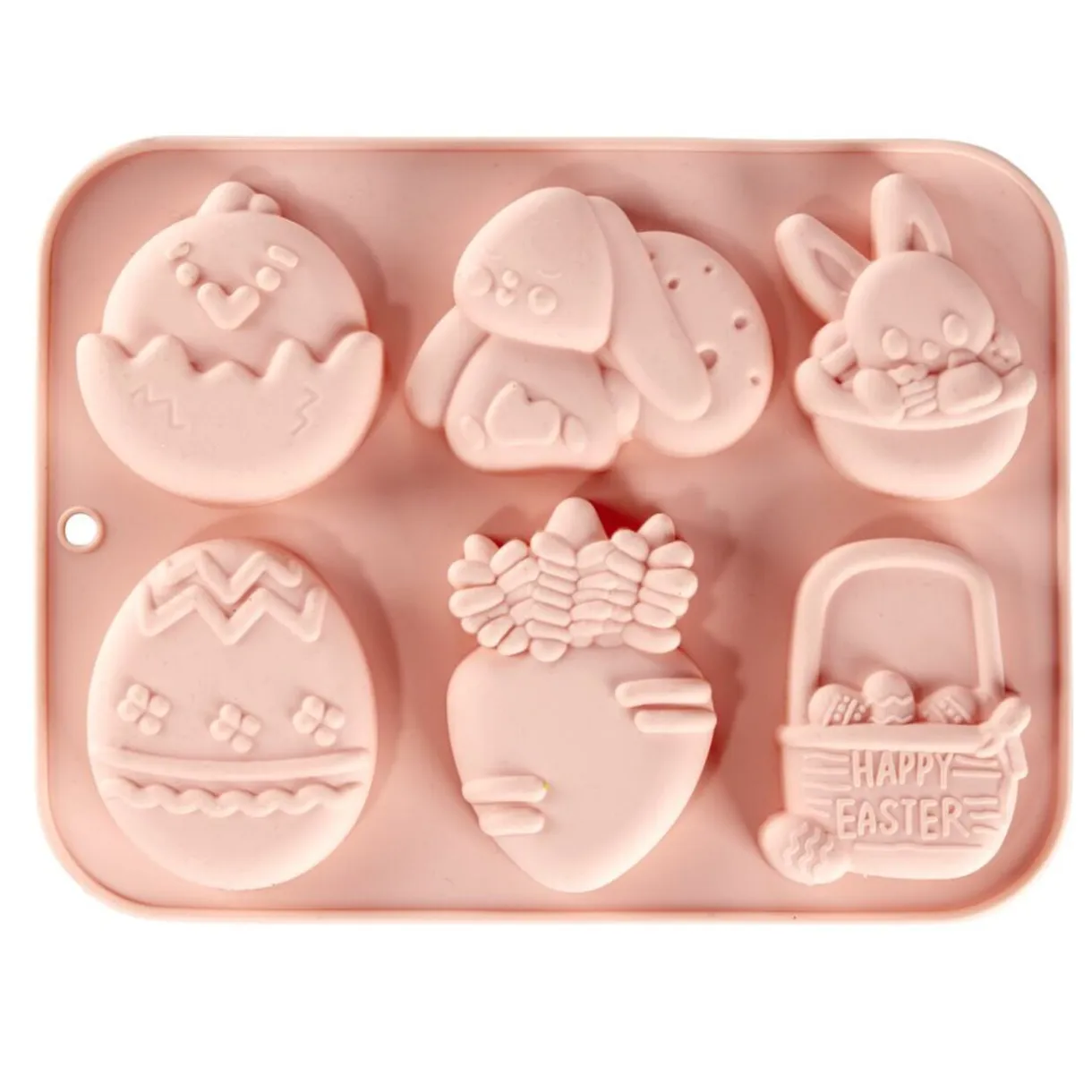 Moule thème Pâques 6 emplacements silicone rose 15x19,5cm < Gifi Hot