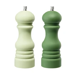 Moulin à sel et poivre 2 pièces vert clair et foncé Ø6xH17,5cm
