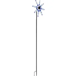 Moulin à vent XL à planter en métal décoré bleu 40,5x23xH180cm < Gifi