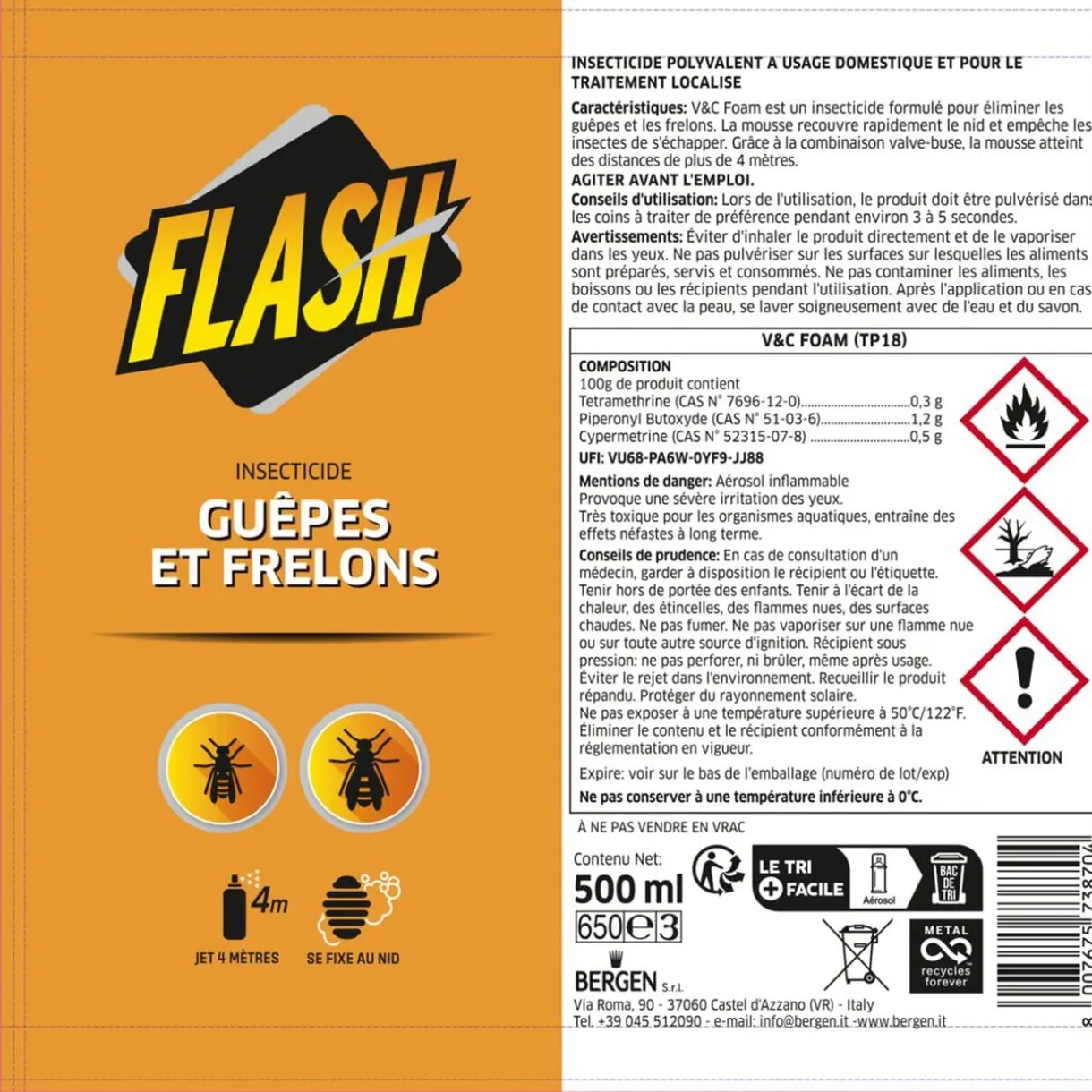 Mousse anti guêpes et frelons Flash 500ml < Gifi