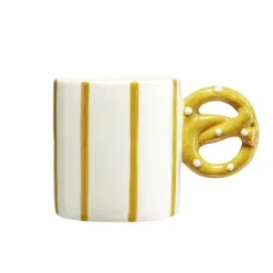 Mug anse bretzel dolomite blanc et marron Ø8xH7cm < Gifi