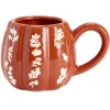 Mug automne céramique motif floral blanc 13x9xH8cm (2 modèles vert ou rouge) < Gifi Outlet