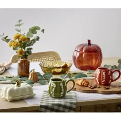 Mug automne céramique motif floral blanc 13x9xH8cm (2 modèles vert ou rouge) < Gifi Outlet