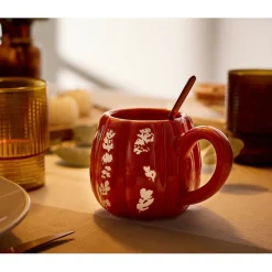 Mug automne céramique motif floral blanc 13x9xH8cm (2 modèles vert ou rouge) < Gifi Outlet