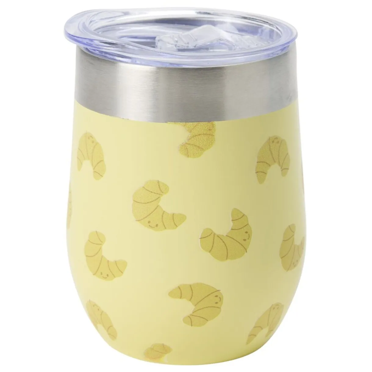 Mug de transport inox petit déjeuner Ø8xH12cm (2 modèles imprimé blanc ou jaune) < Gifi Clearance