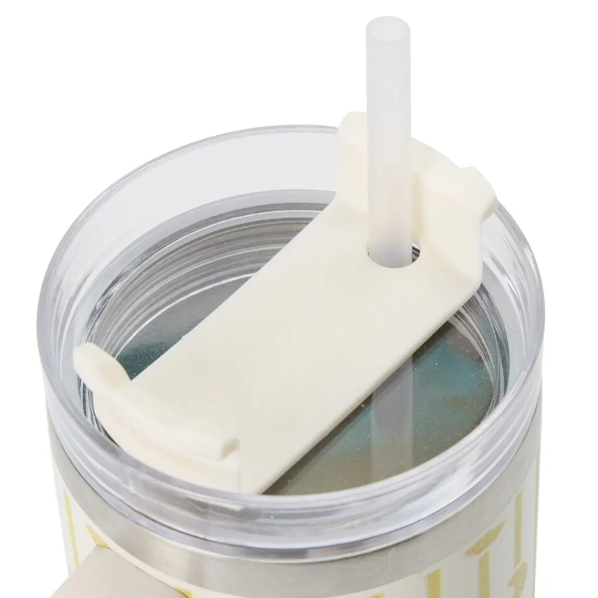 Mug de transport XL inox et plastique imprimé croissant et rayures avec anse H24cm < Gifi Hot
