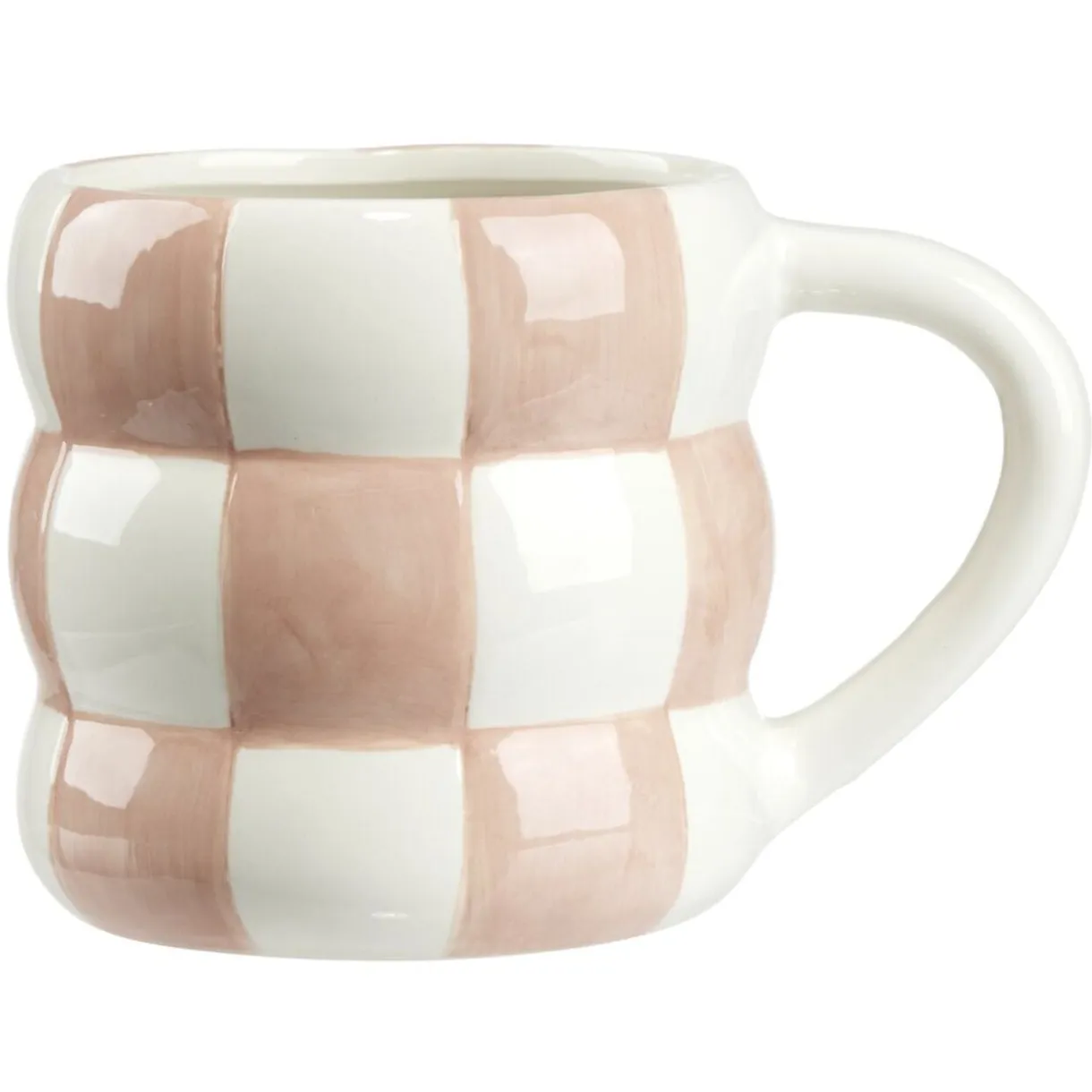 Mug dolomite 38cl motif damier bicolore Ø9xH13cm (3 modèles) < Gifi Clearance