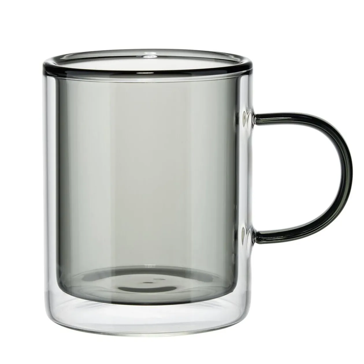 Mug double paroi 35cl en verre transparent noir Ø8,5xH10cm