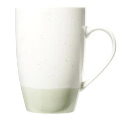 Mug en faïence blanc chiné et vert 500ml H15,5cm