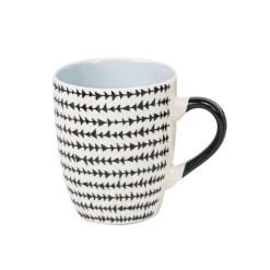 Mug en porcelaine motif graphique noir blanc 33 cl < Gifi Outlet
