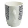 Mug en porcelaine motif rosace noir blanc 33cl
