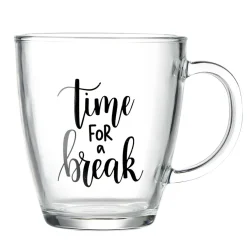 Mug en verre transparent Time For a Break 300ml < Gifi