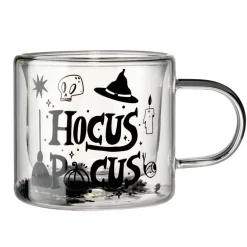 Mug Halloween double paroi 25cl Hocus Pocus verre noir 12,5x8,5xH10cm