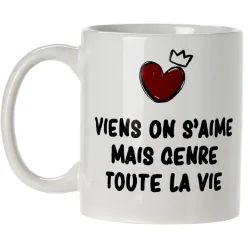 Mug imprimé message humour amour sucre ou rosé