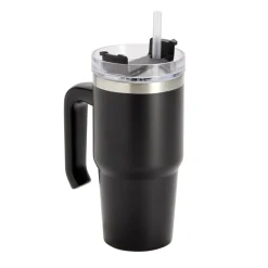 Mug isotherme inox 550ml avec couvercle et paille Ø8,5xH28,5cm