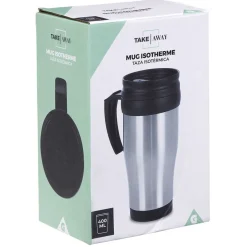 Mug isotherme 400ml gris noir < Gifi