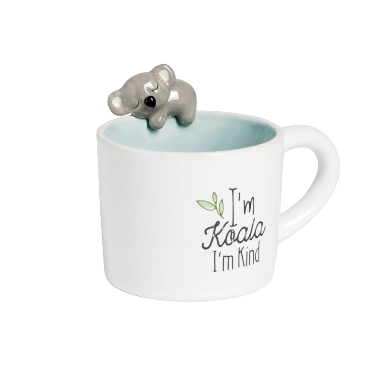 Mug koala dolomite blanc et bleu Ø10,5xH10,5cm