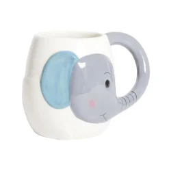 Mug éléphant dolomite blanc et gris Ø10xH10cm
