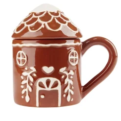 Mug Noël 700ml maison pain d'épices avec couvercle Ø10xH10cm