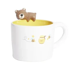 Mug ours dolomite blanc et jaune Ø10,5xH10,5cm