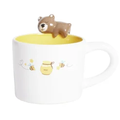 Mug ours dolomite blanc et jaune Ø10,5xH10,5cm